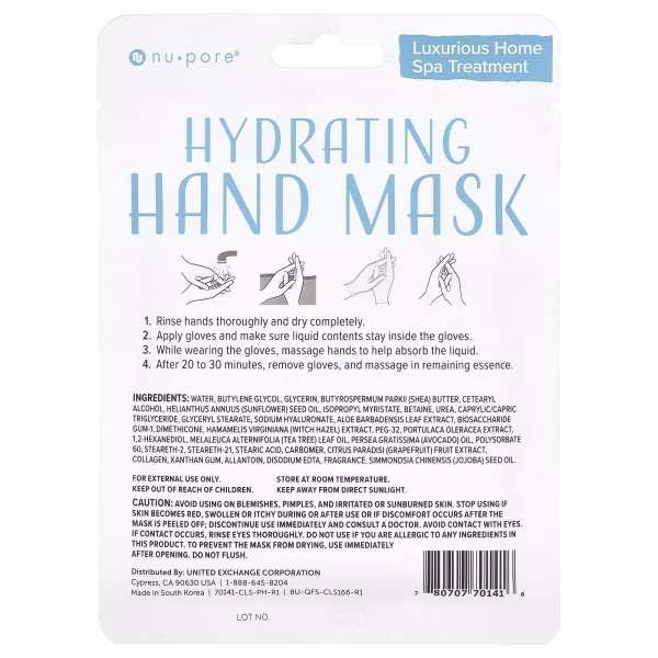 Nu-Pore, Hydrating Hand Mask, 1 Pair - Image 3